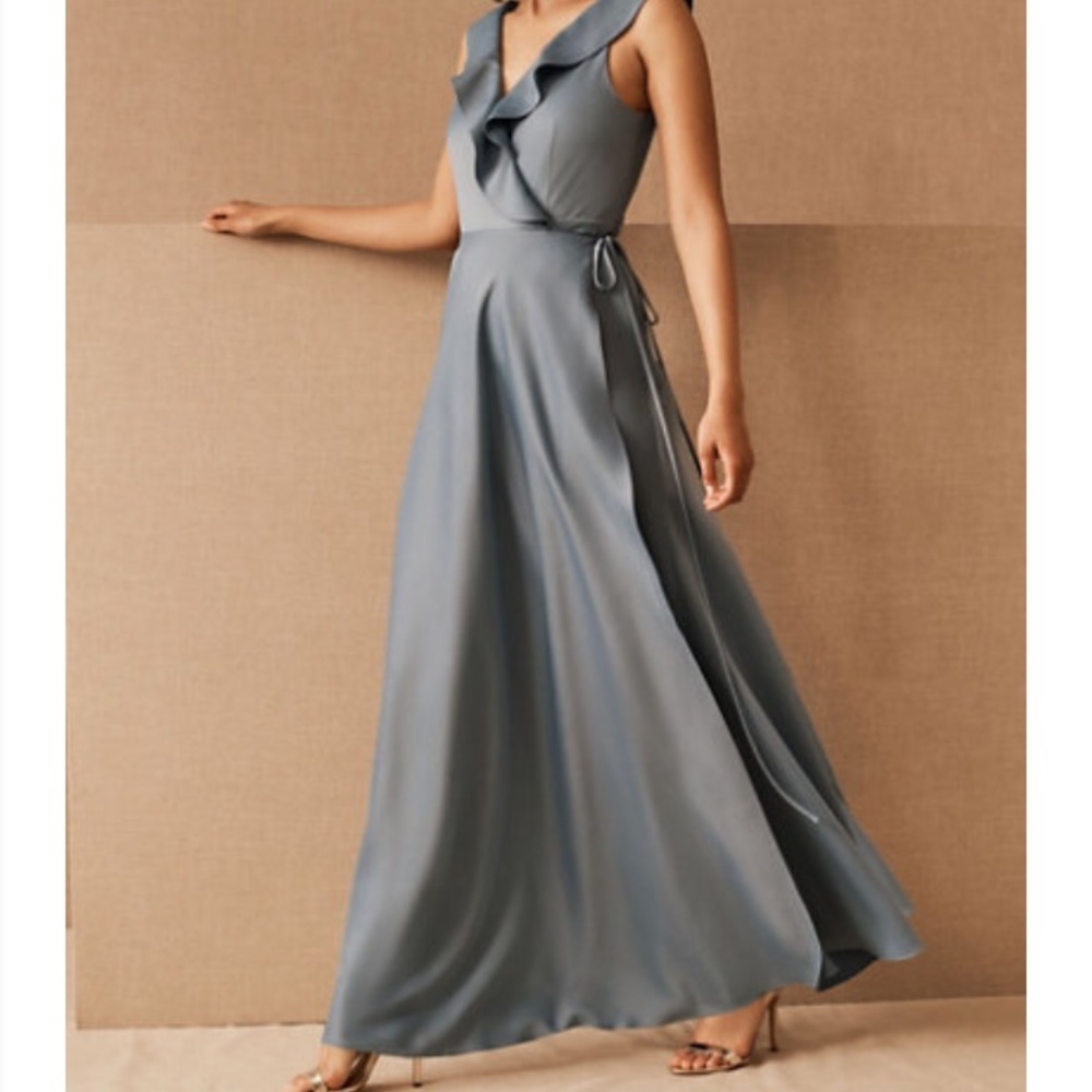Sachin & Babi Satin Gown BHLDN ruffle